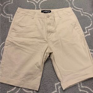 Carbon Men's Light Beige Flat Front Chino Shorts